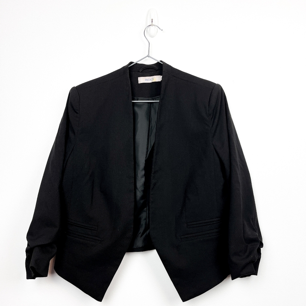 Ricki's Black Blazer with Ruched Sleeves